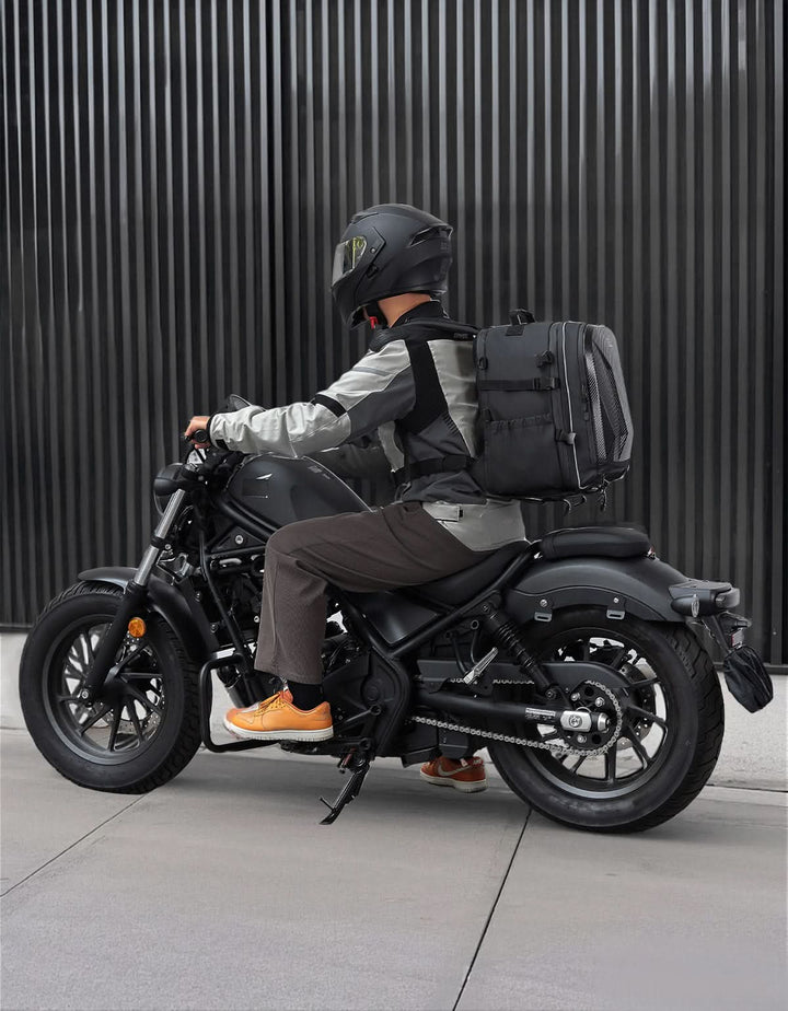 40L Waterproof Motorcycle Helmet Backpack, Hard Shell, USB Port - Kemimoto