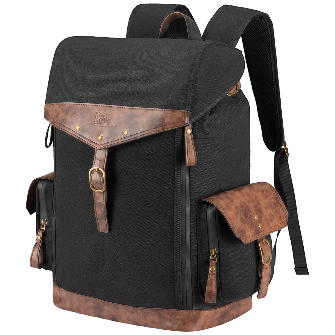 Motorcycle Backpack 32L Waxed Canvas, Helmet Storage Bag