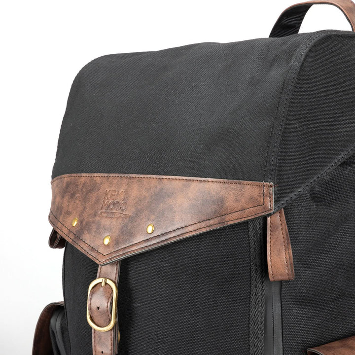 Motorcycle Backpack 32L Waxed Canvas, Helmet Storage Bag