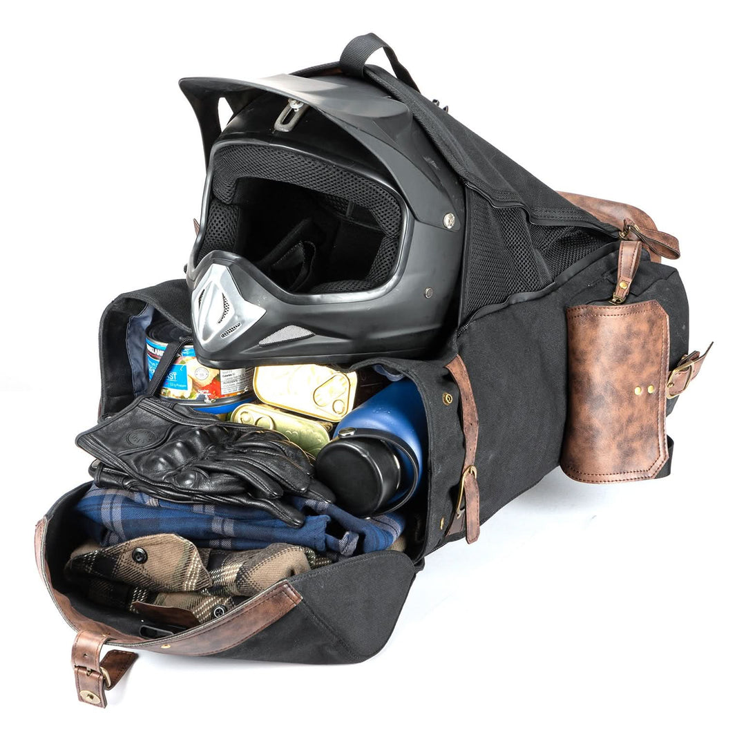 Motorcycle Backpack 32L Waxed Canvas, Helmet Storage Bag