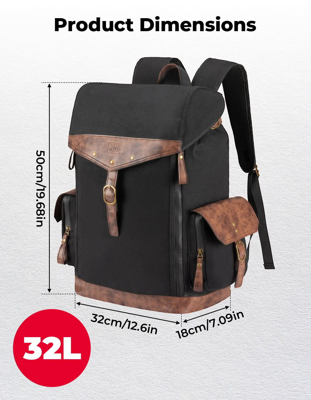 Motorcycle Backpack 32L Waxed Canvas, Helmet Storage Bag