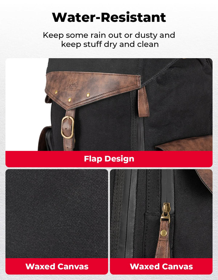 Motorcycle Backpack 32L Waxed Canvas, Helmet Storage Bag