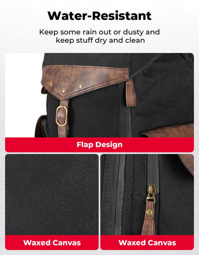 Motorcycle Backpack 32L Waxed Canvas, Helmet Storage Bag
