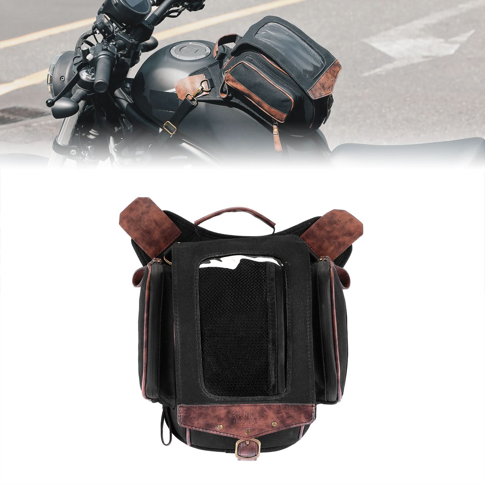 8.5L Expandable Tank Bag For Motorcycle Riding - Kemimoto