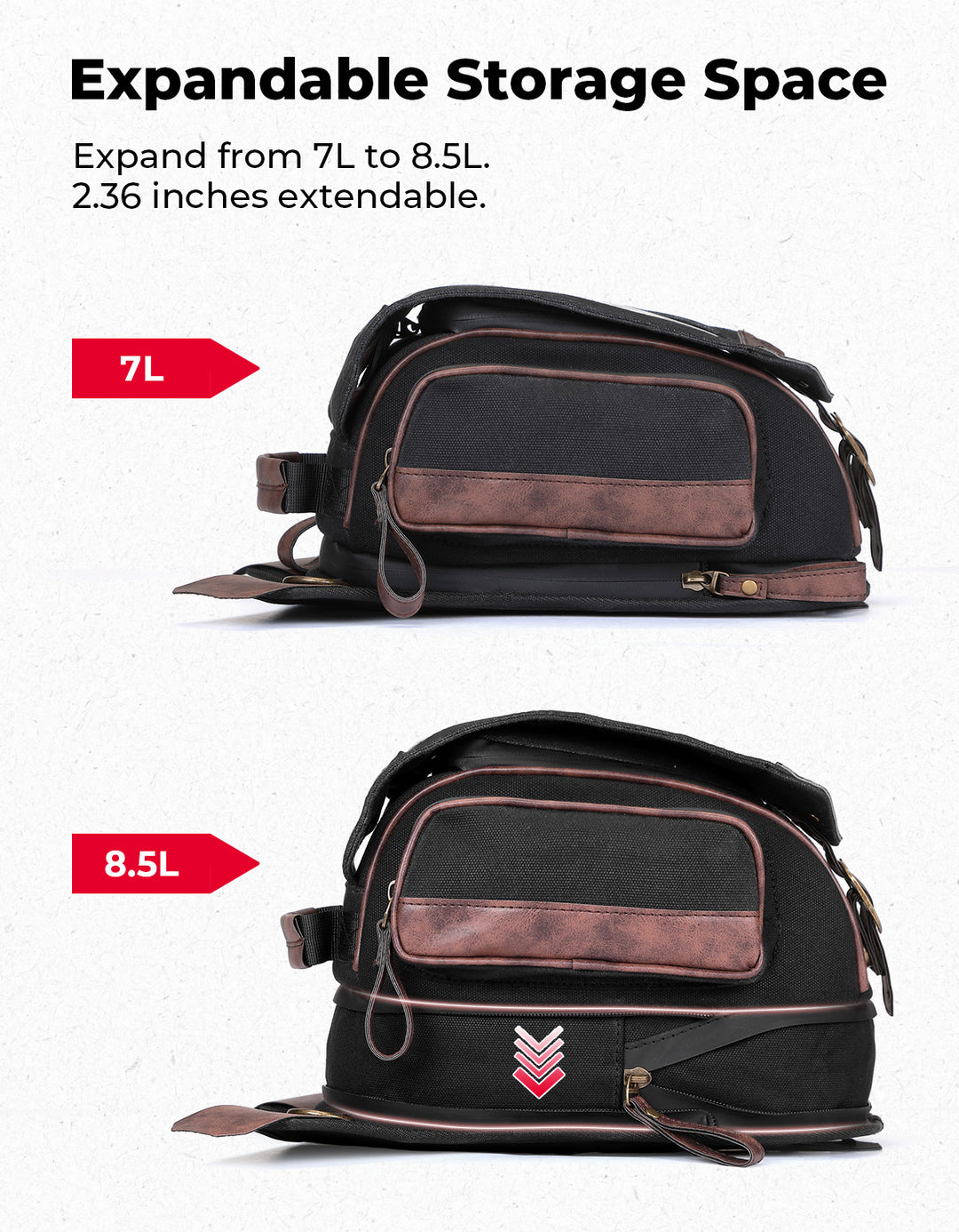 8.5L Expandable Tank Bag For Motorcycle Riding