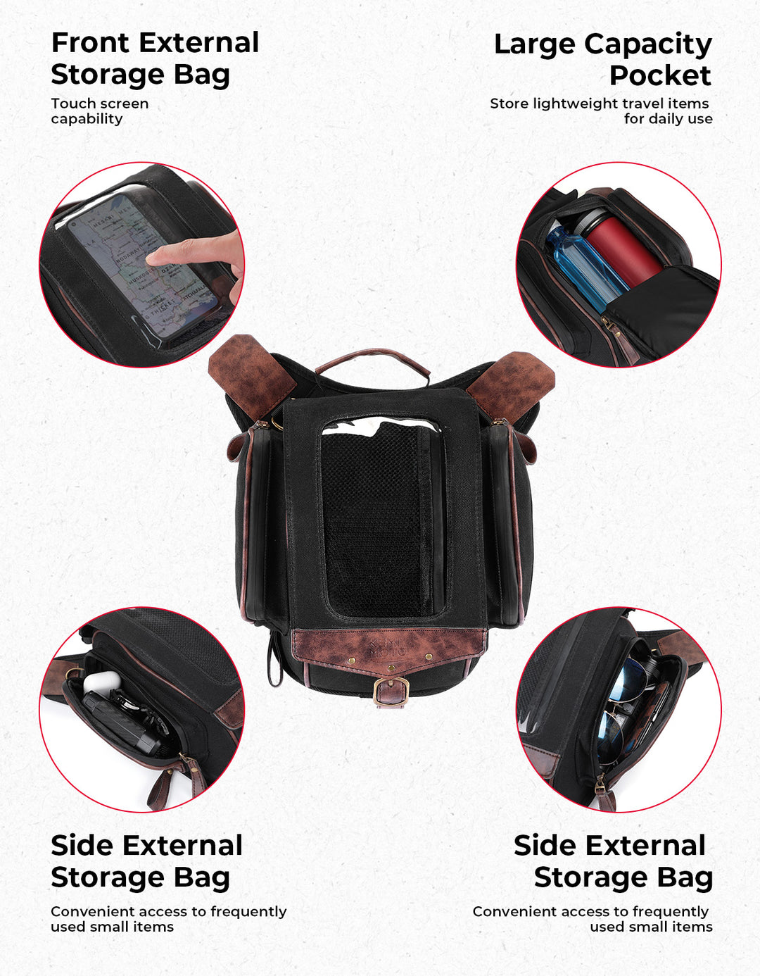 8.5L Expandable Tank Bag For Motorcycle Riding