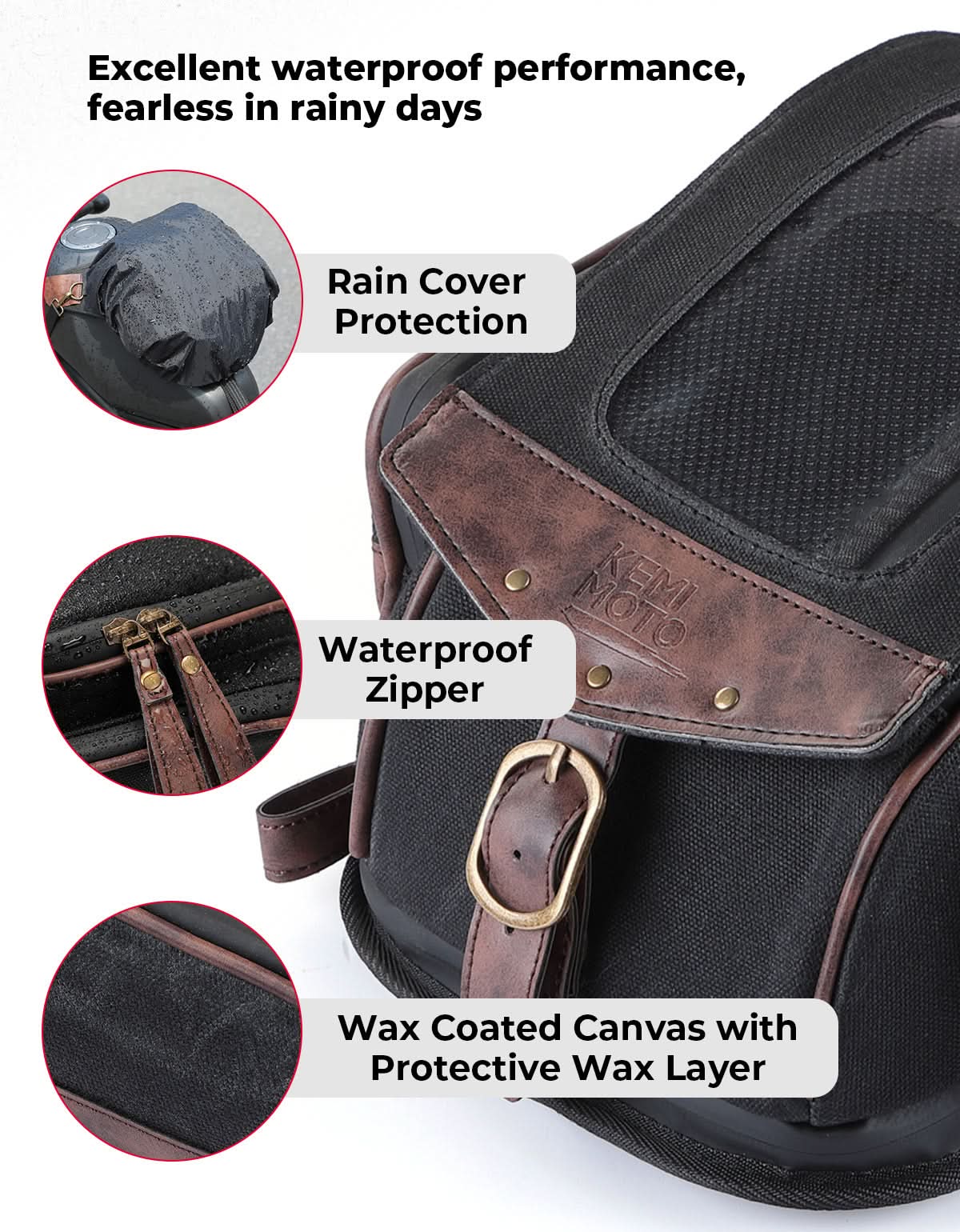 8.5L Expandable Tank Bag For Motorcycle Riding - Kemimoto