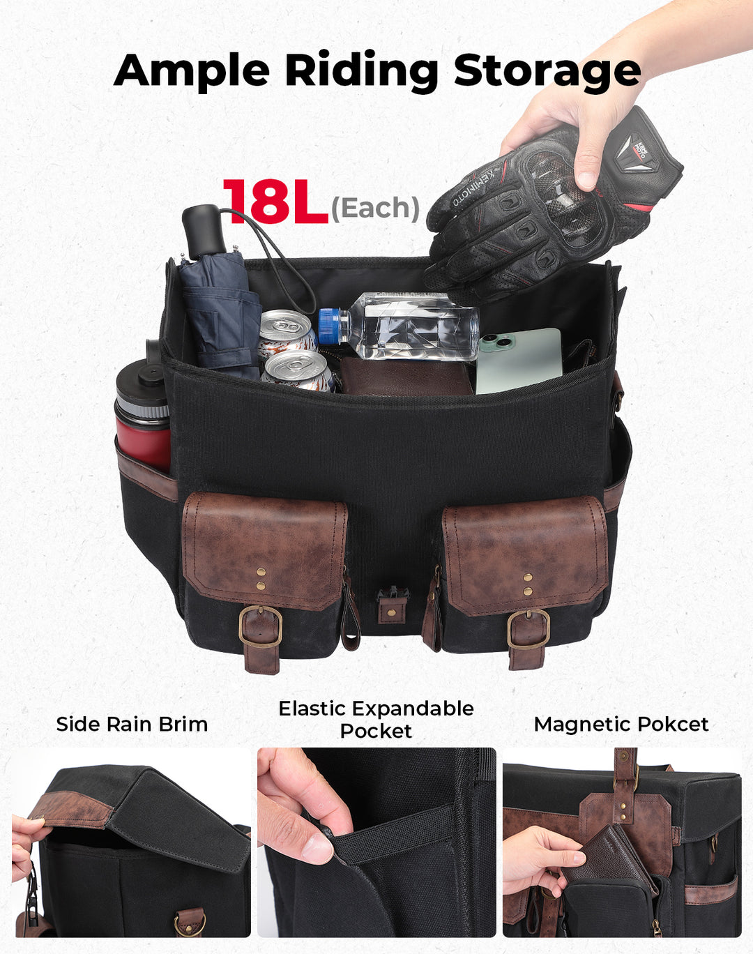 36L Saddlebags for Motorcycle Cruiser