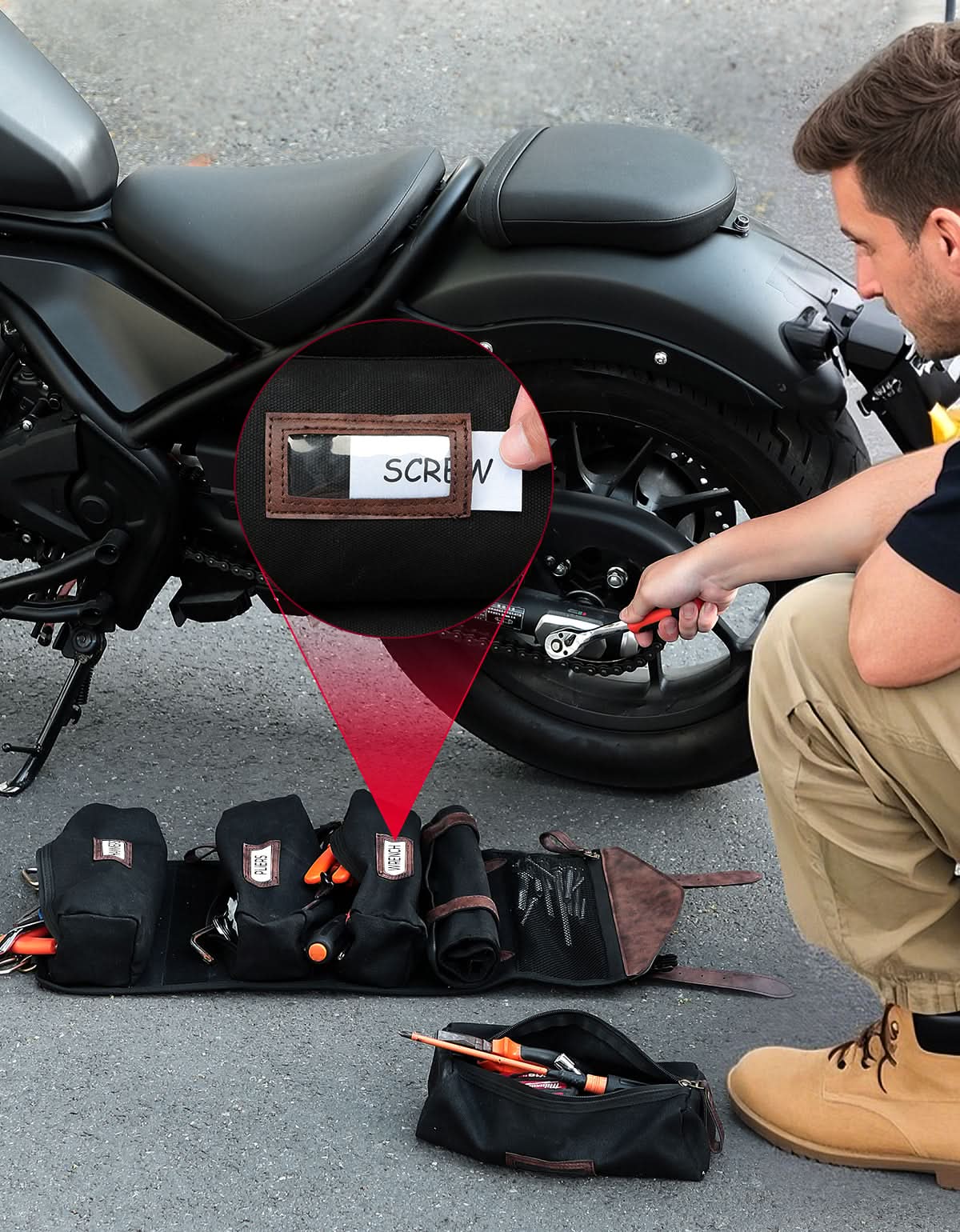 Roll Up Tool Bag for Motorcycle|ATV|UTV - Kemimoto