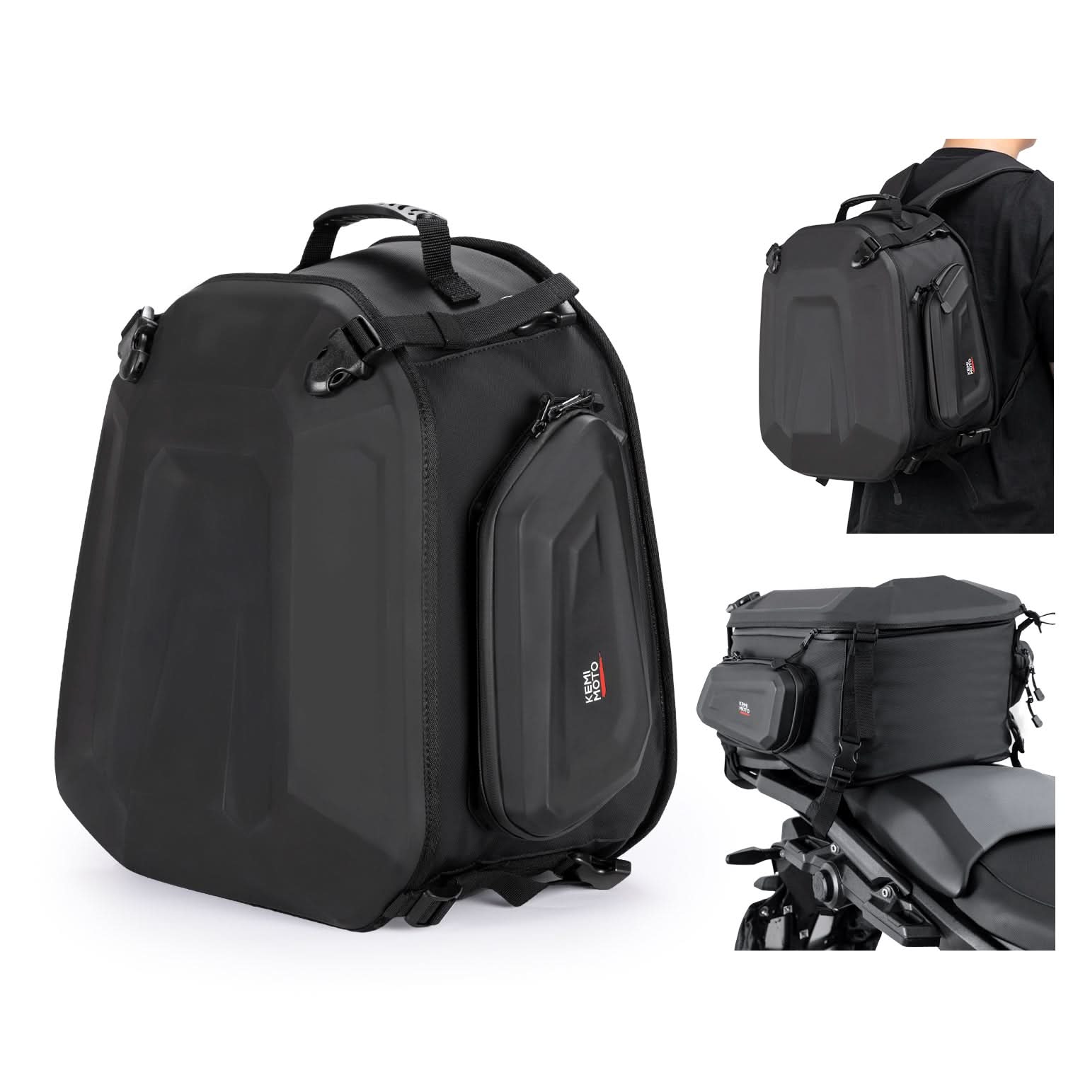 Motorcycle Hard Shell Tail Bag 23-35L – Kemimoto