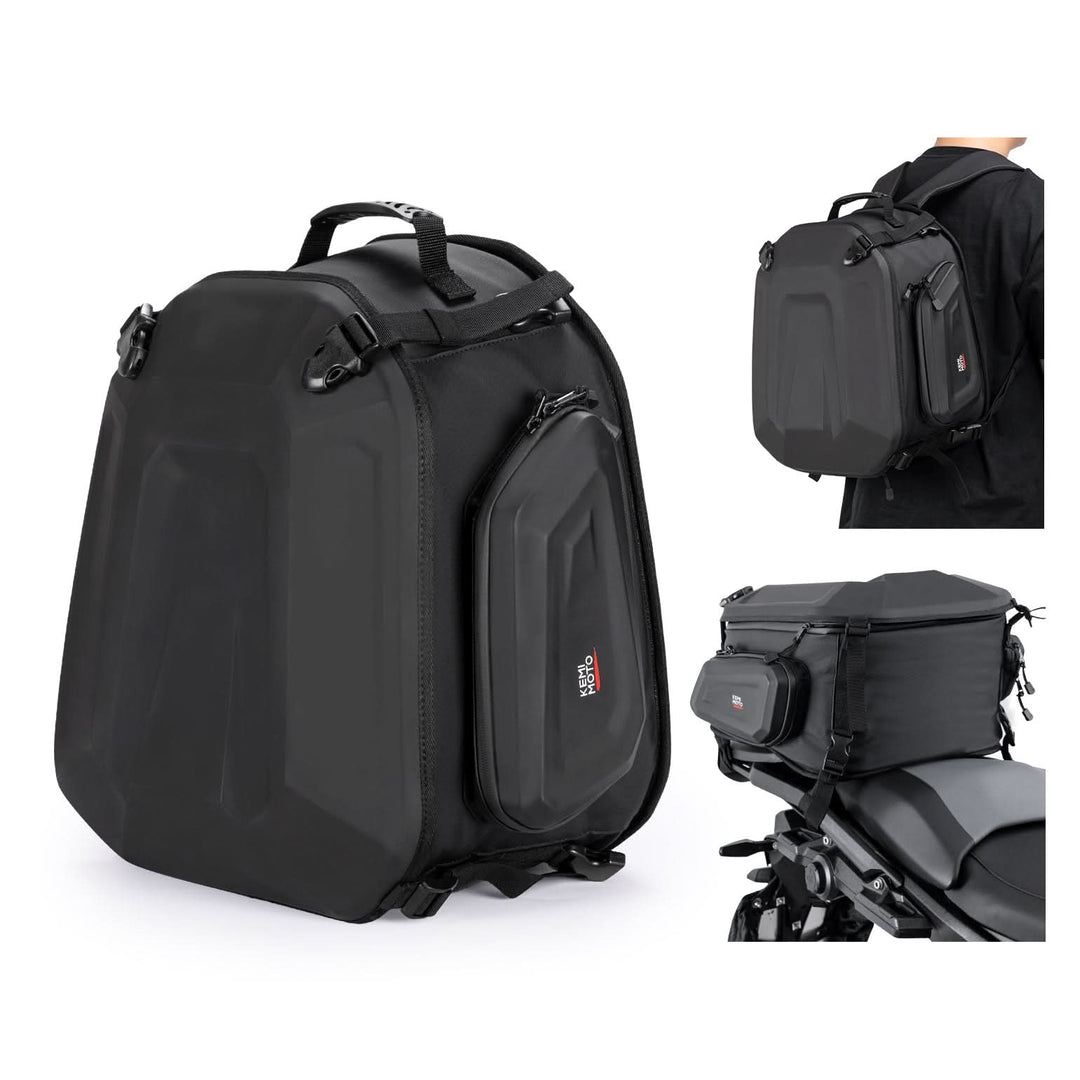 Motorcycle Hard Shell Tail Bag 23-35L Expandable Waterproof