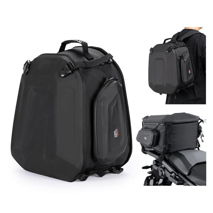 Motorcycle Hard Shell Tail Bag 23-35L Expandable Waterproof