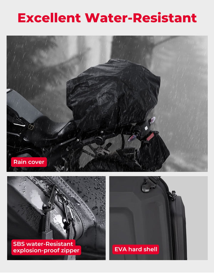Motorcycle Hard Shell Tail Bag 23-35L Expandable Waterproof