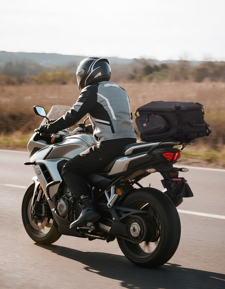 Motorcycle Hard Shell Tail Bag 23-35L Expandable Waterproof