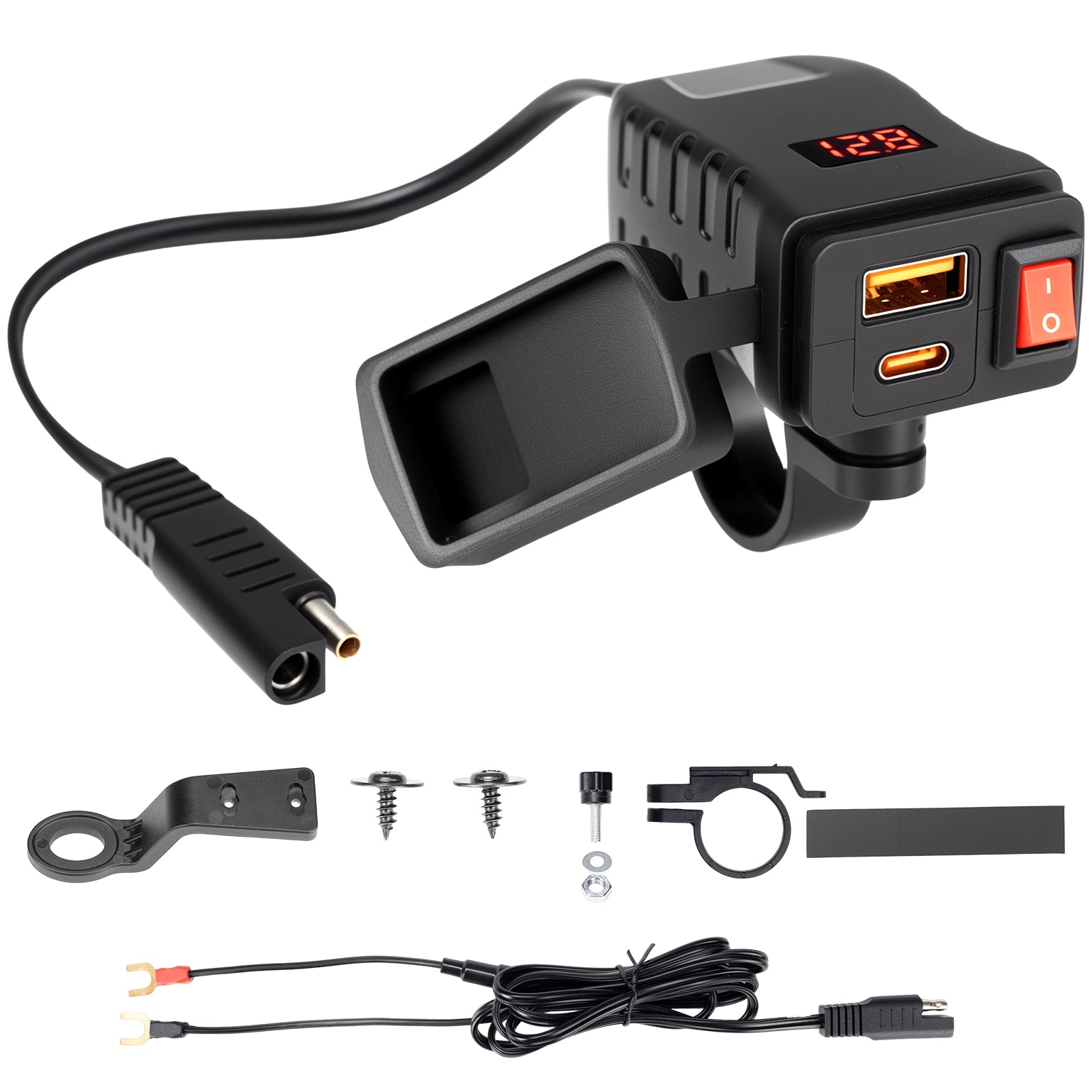 USB Charger for Motorcycle with USB-C & USB-A