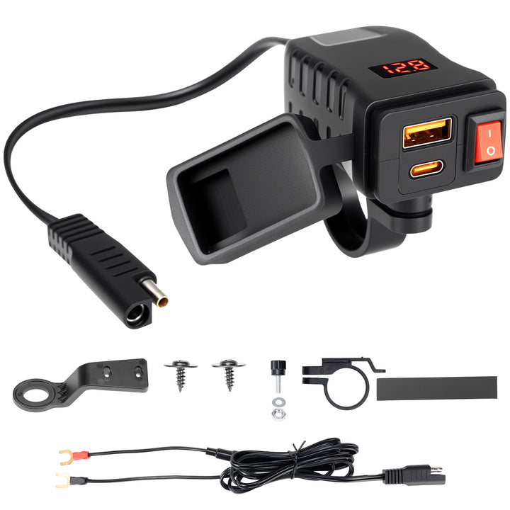 USB Charger for Motorcycle with USB-C & USB-A