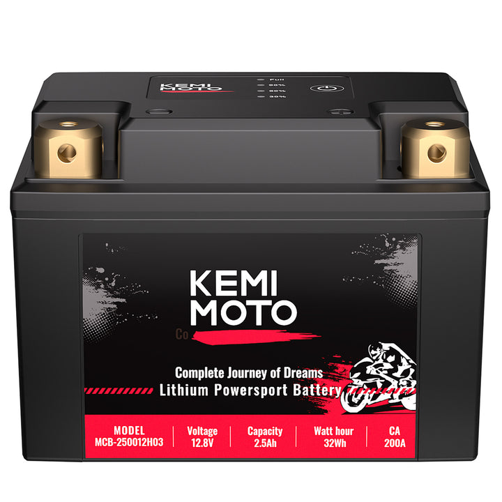 LiFePO4 12v 2.5Ah Lithium Battery for Motorcycle/ Lawn Mower /ATV/ UTV - Kemimoto