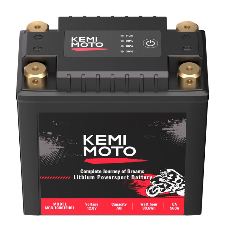 LiFePO4 12v 7Ah Lithium Battery for Motorcycle/ Lawn Mower /ATV/ UTV - Kemimoto