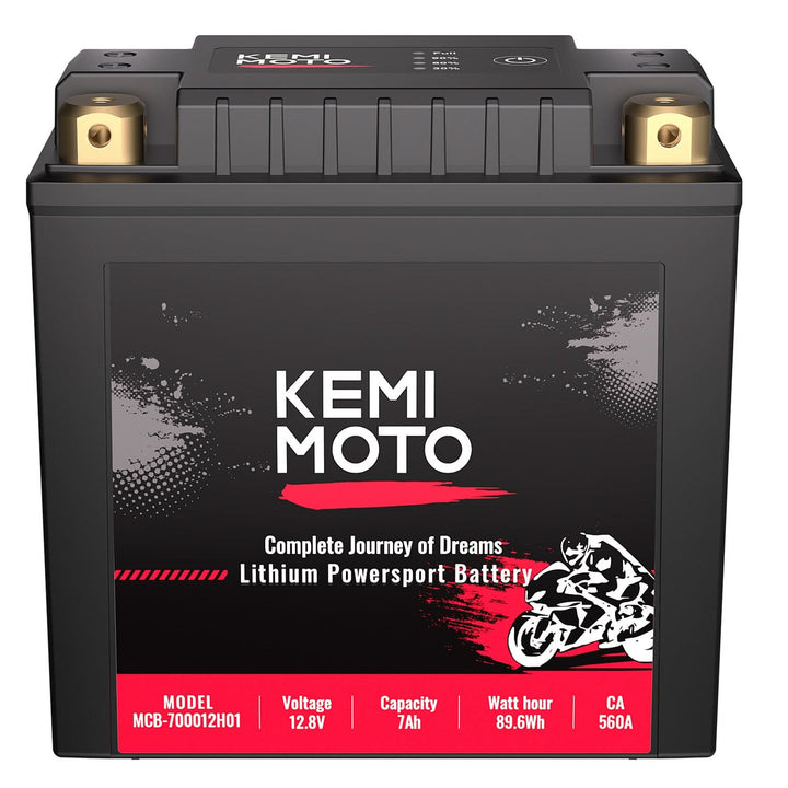 LiFePO4 12v 7Ah Lithium Battery for Motorcycle/ Lawn Mower /ATV/ UTV - Kemimoto