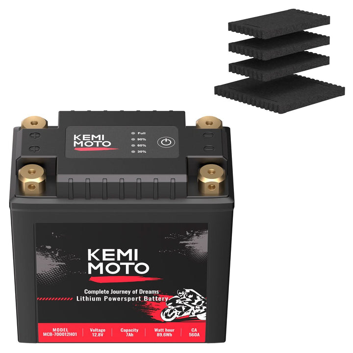 LiFePO4 12v 7Ah Lithium Battery for Motorcycle/ Lawn Mower /ATV/ UTV - Kemimoto
