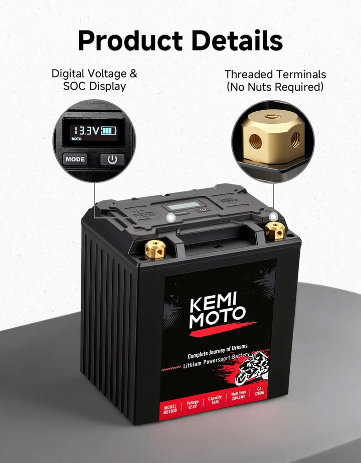 12V 16Ah Wireless Connection Powersports LiFePO4 Battery For Motorcycle ATV UTV