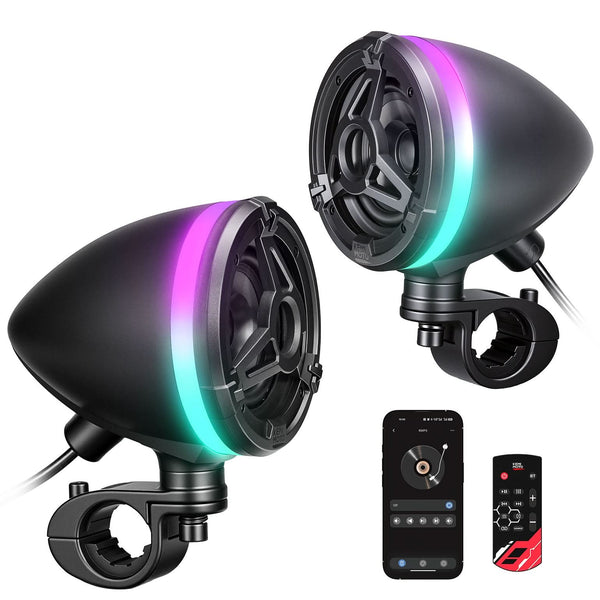 Motorcycle Universal Handlebar Bluetooth Tower Speaker with RGB Lights - Kemimoto