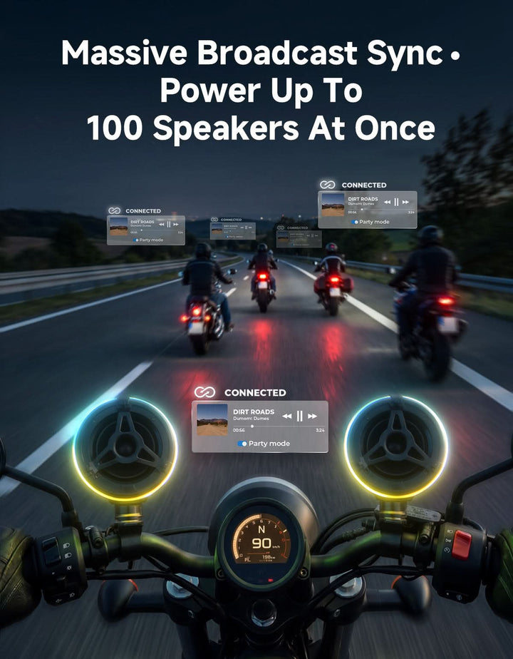 Motorcycle Universal Handlebar Bluetooth Tower Speaker with RGB Lights - Kemimoto
