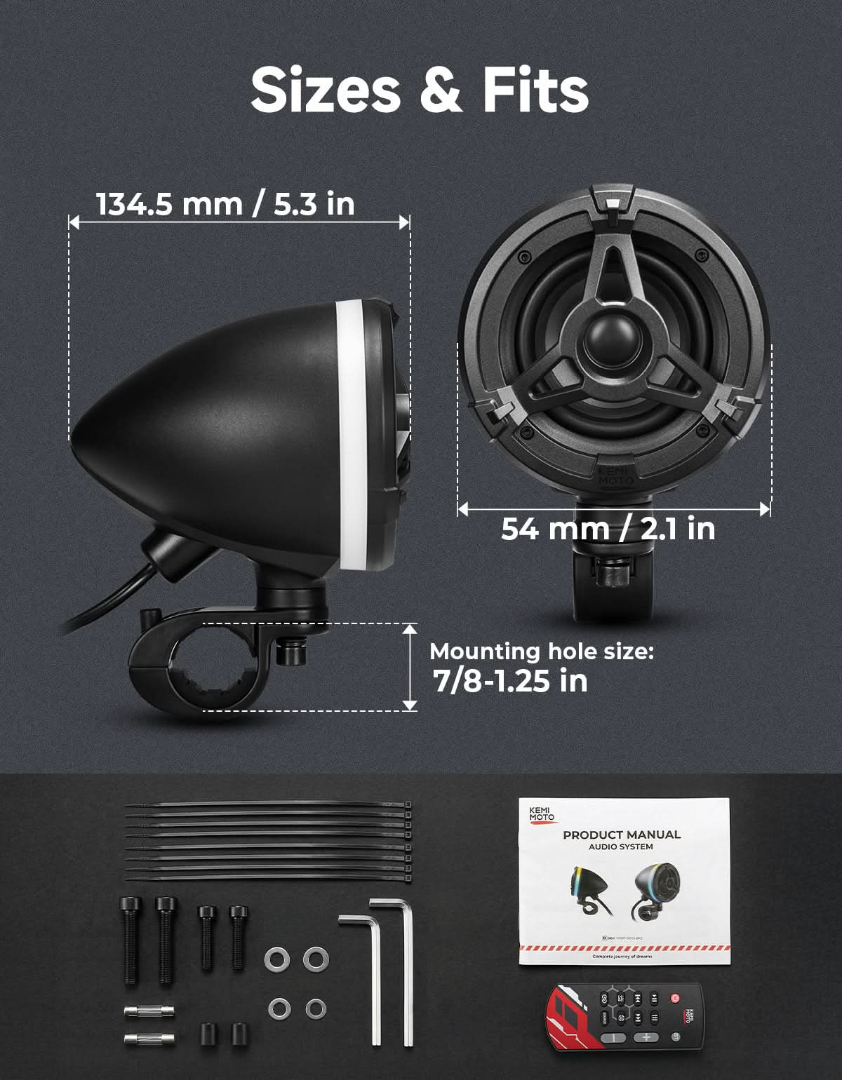 Motorcycle Universal Handlebar Bluetooth Tower Speaker with RGB Lights - Kemimoto
