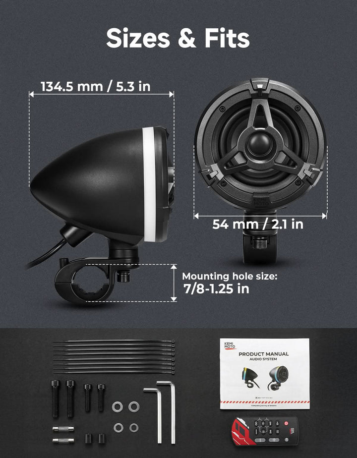 Motorcycle Universal Handlebar Bluetooth Tower Speaker with RGB Lights - Kemimoto