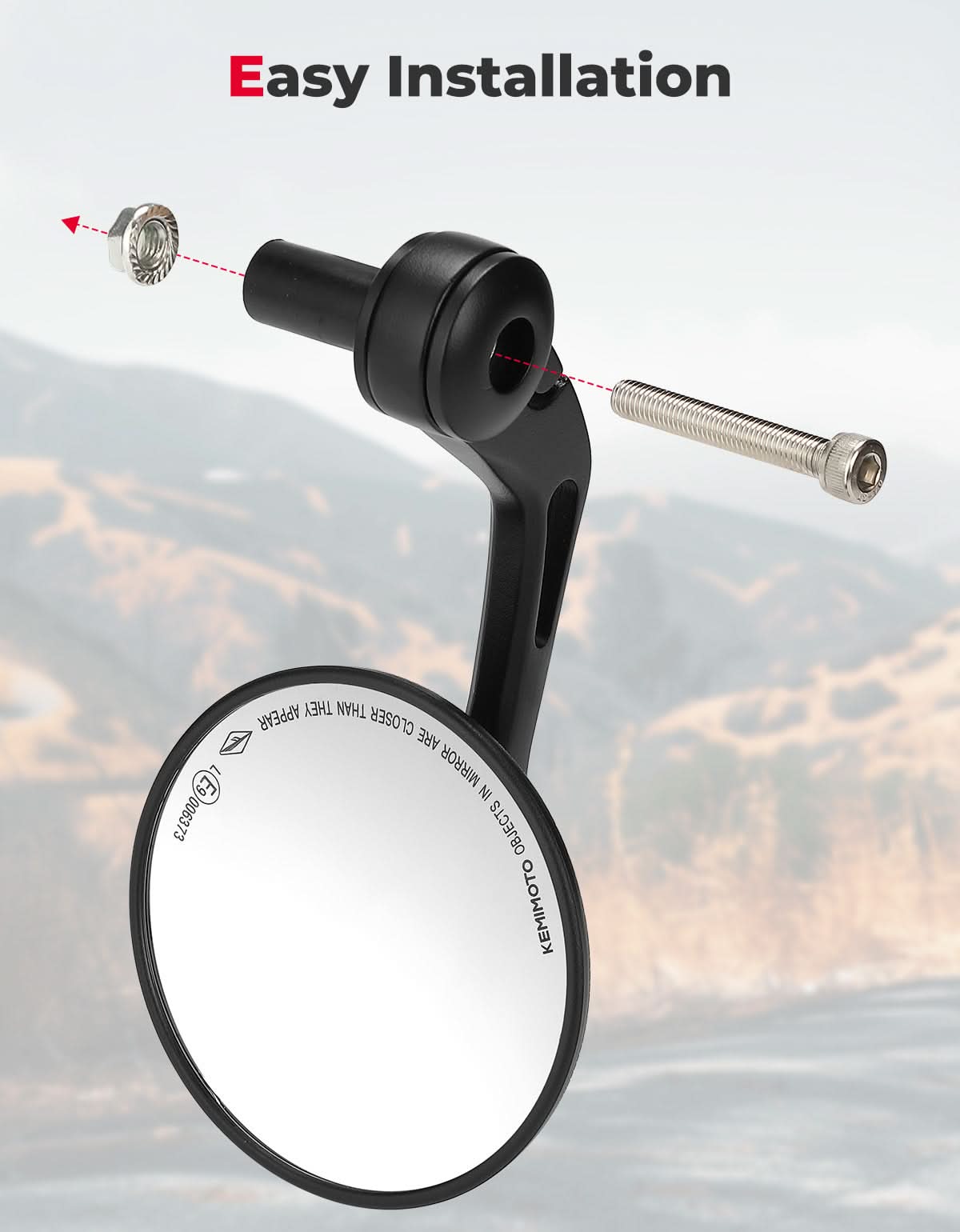 CNC Aluminium Motorcycle Rearview Mirrors for 16.5-19mm Handlebar - Kemimoto