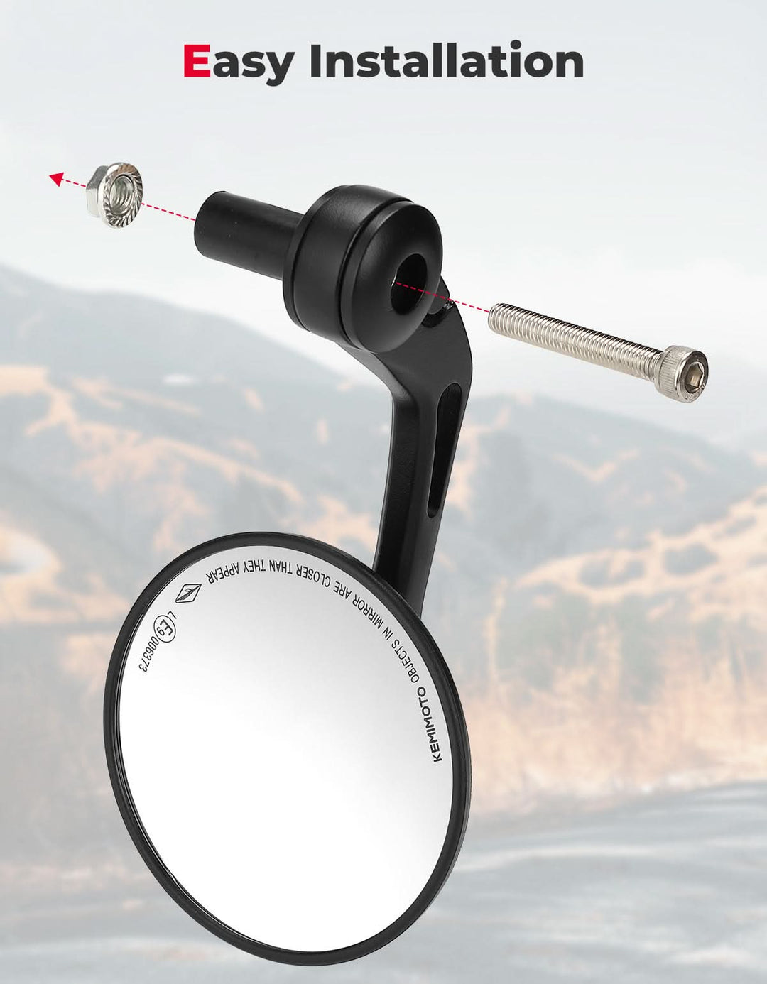 CNC Aluminium Motorcycle Rearview Mirrors for 16.5-19mm Handlebar - Kemimoto