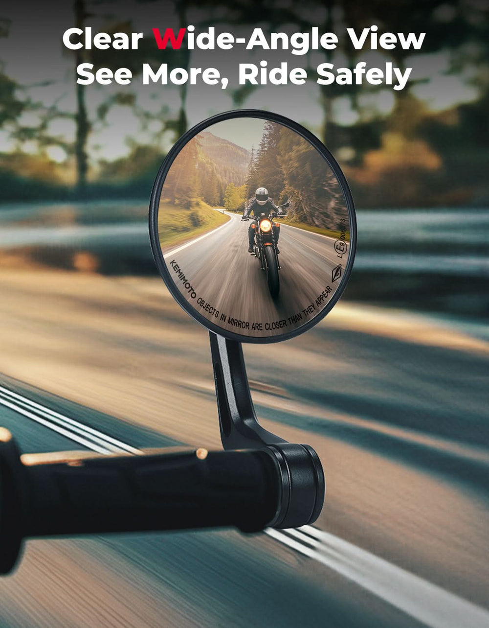 CNC Aluminium Motorcycle Rearview Mirrors for 16.5-19mm Handlebar - Kemimoto