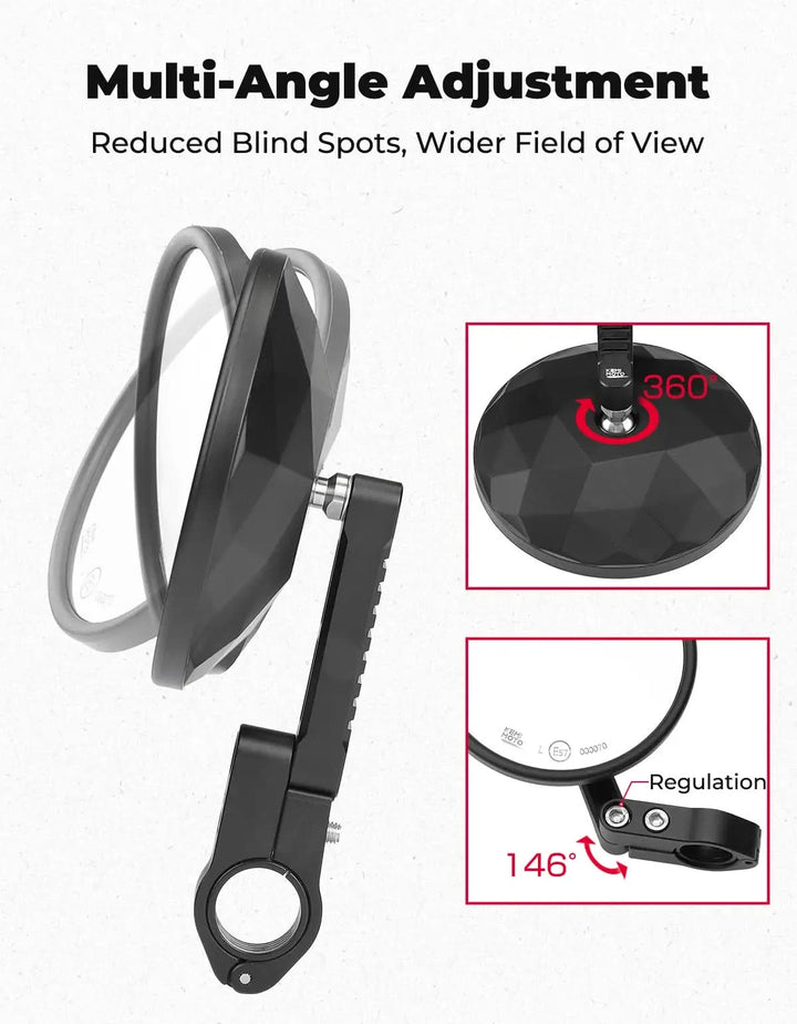 Motorcycle Bar End Mirrors Fits 7/8" and 1" Handlebars