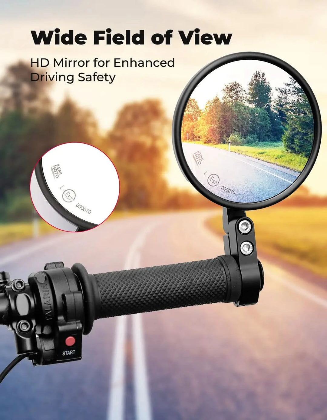 Motorcycle Bar End Mirrors Fits 7/8" and 1" Handlebars