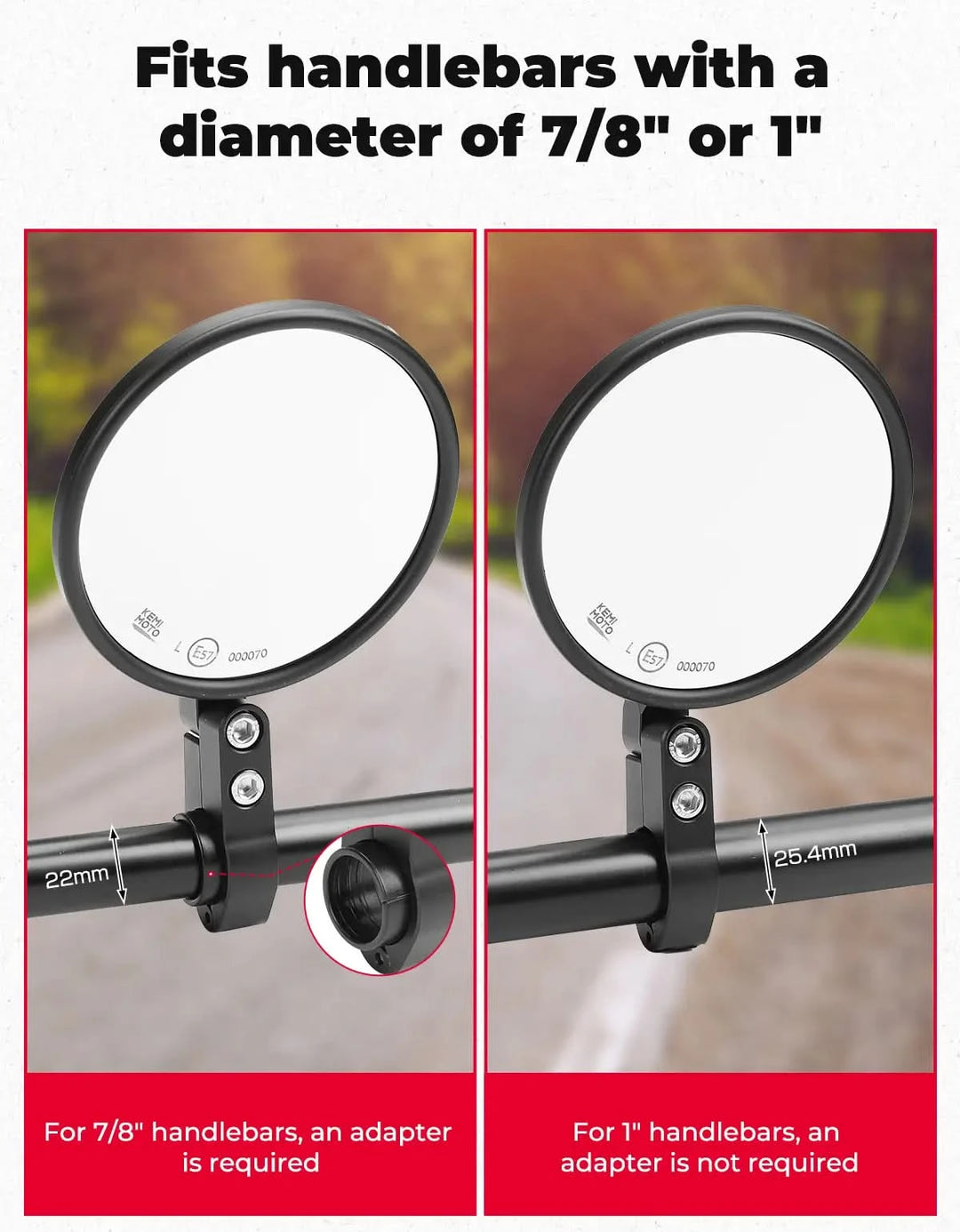 Motorcycle Bar End Mirrors Fits 7/8" and 1" Handlebars
