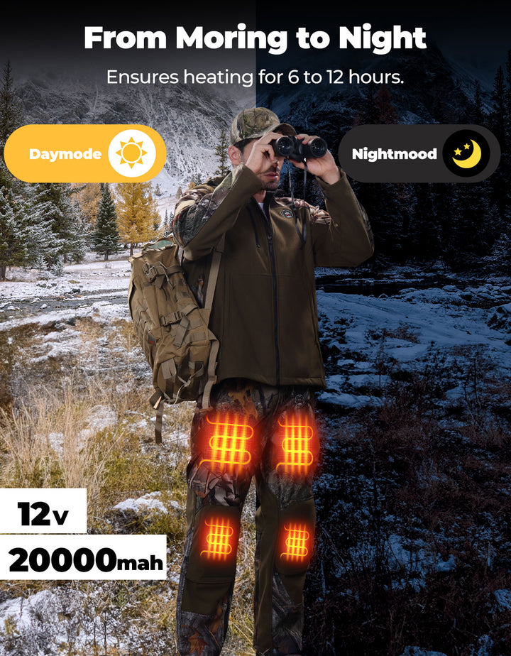 Heated Pants Padded Knees Design for Hunting Hiking Camping