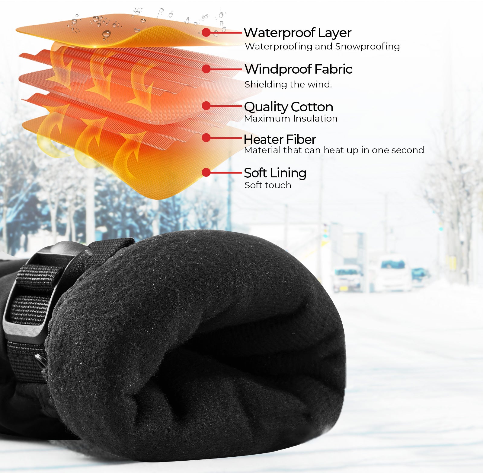 Upgrade Heated Gloves, Winter Heated Gloves with 2500 mAh Battery - Kemimoto