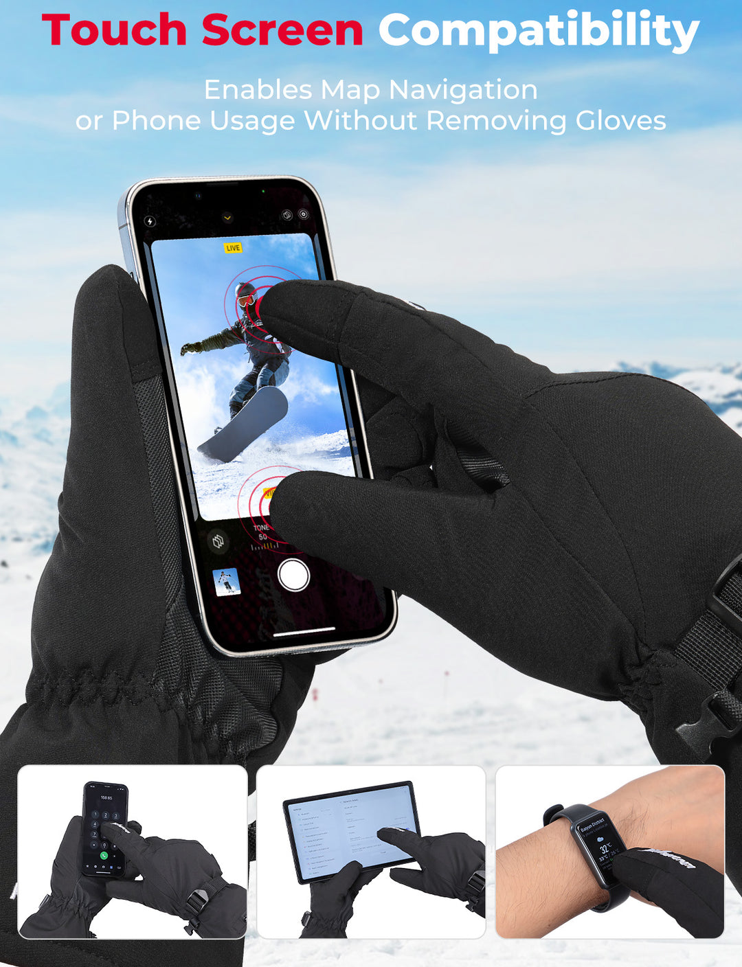 Ice Fishing Rechargeable Waterproof Heated Gloves - KEMIMOTO, L