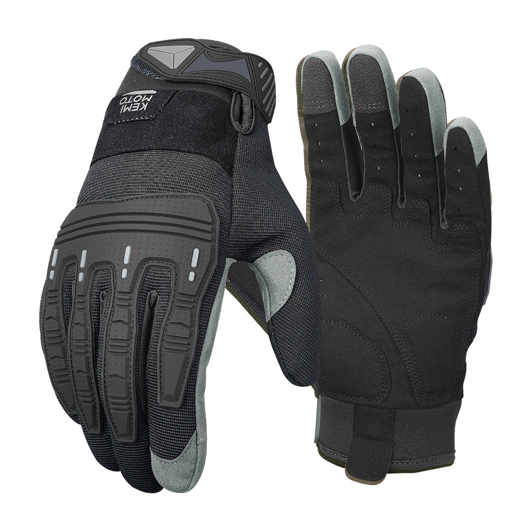 Motorcycle Touchscreen Gloves with Rubber Guard - Kemimoto