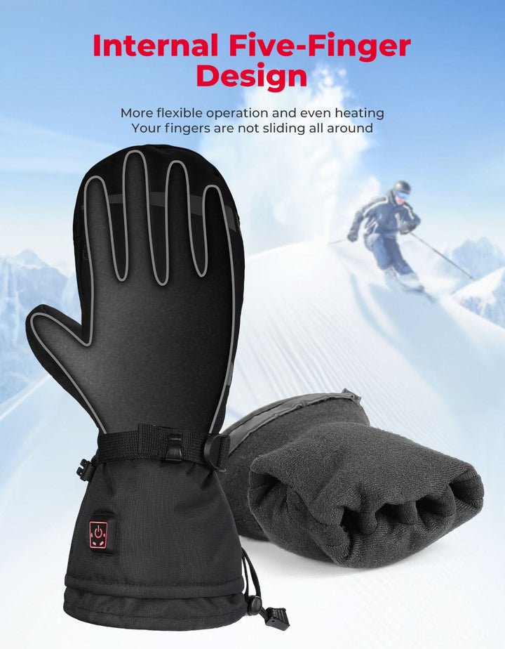 Heated Mittens Men Women Winter 7.4V Battery Snowboard Climbing