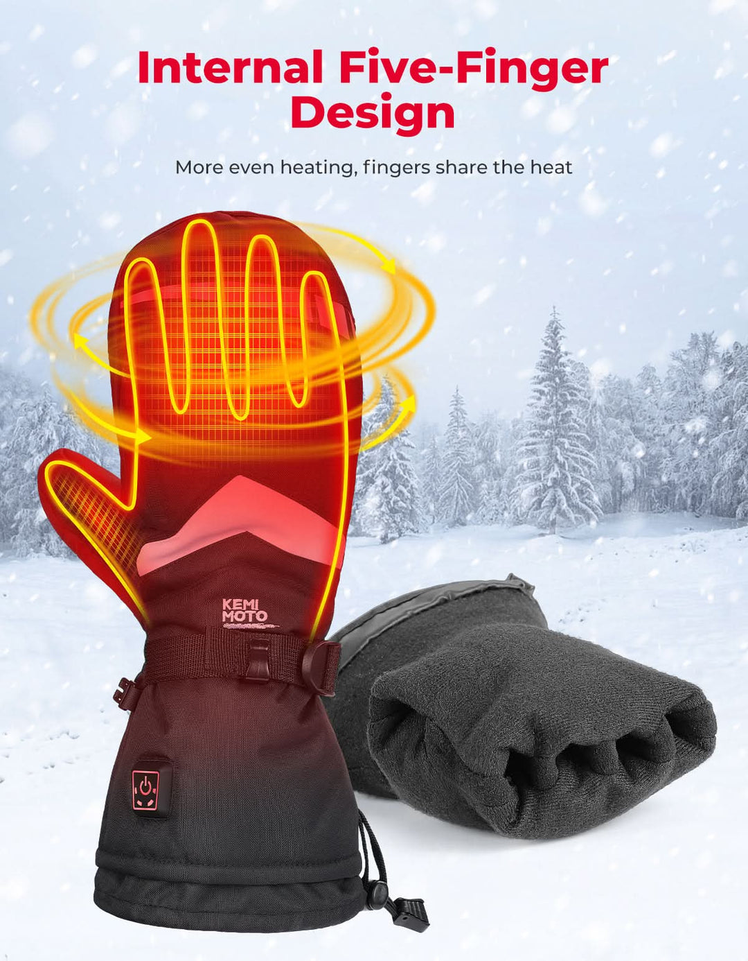 Heated Mittens Men Women Winter 7.4V Battery Snowboard Climbing