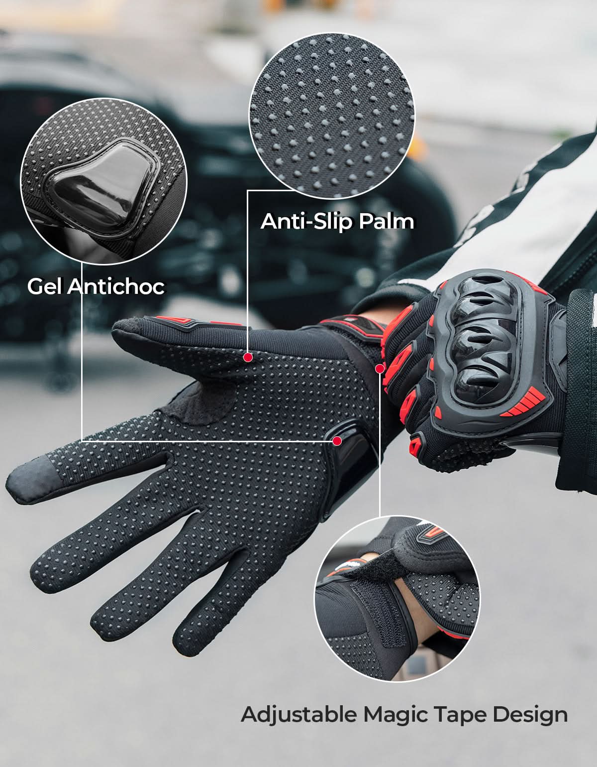 Motorcycle Riding Gloves Touchscreen Anti-Slip For Men Women - Kemimoto