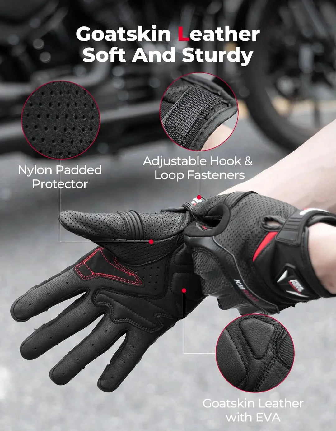 Sheepskin Leather Gloves for Motorcycle,ATV,UTV