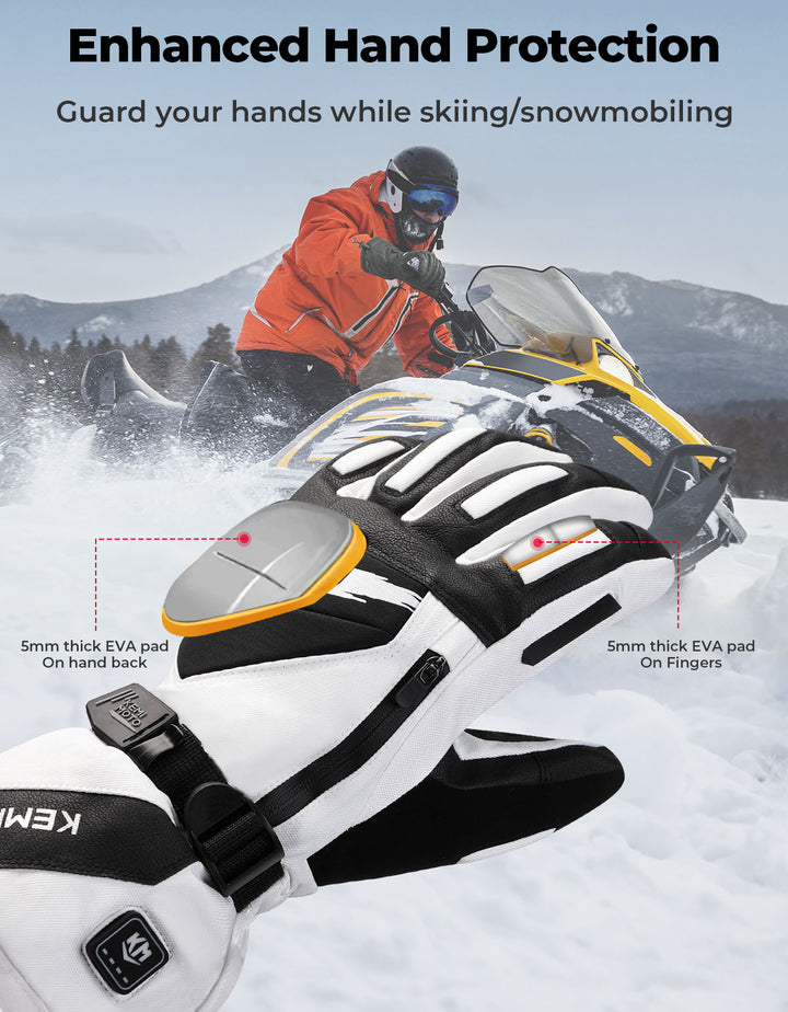 EVA-Pad Heated Gloves for Unisex, Touchscreen Snowmobile Gloves for Winter