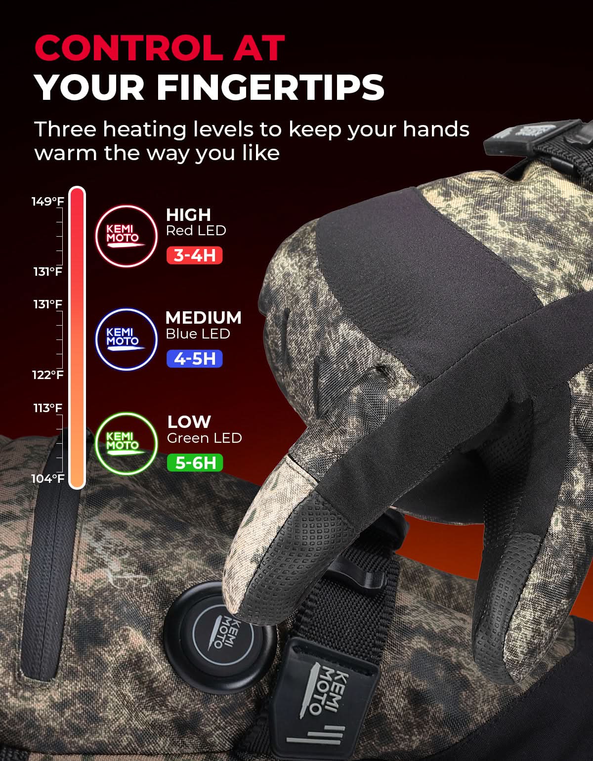 Camo Heated Hunting Flip Magnetic Gloves