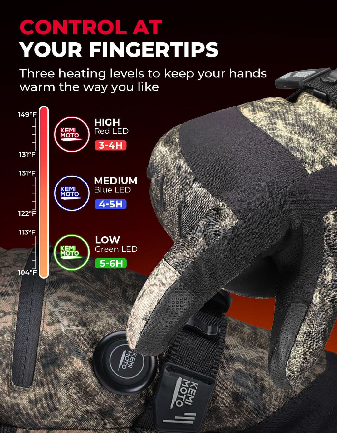 Camo Heated Hunting Flip Magnetic Gloves