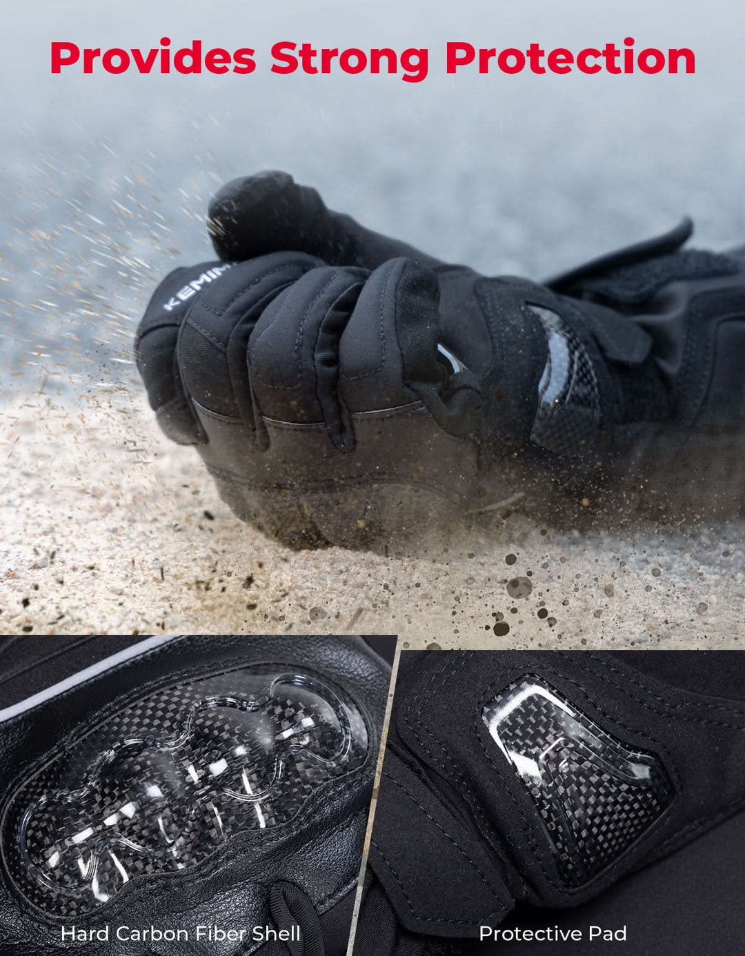 Motorcycle Winter Gloves Men Warm Touchscreen Carbon Fiber Protection