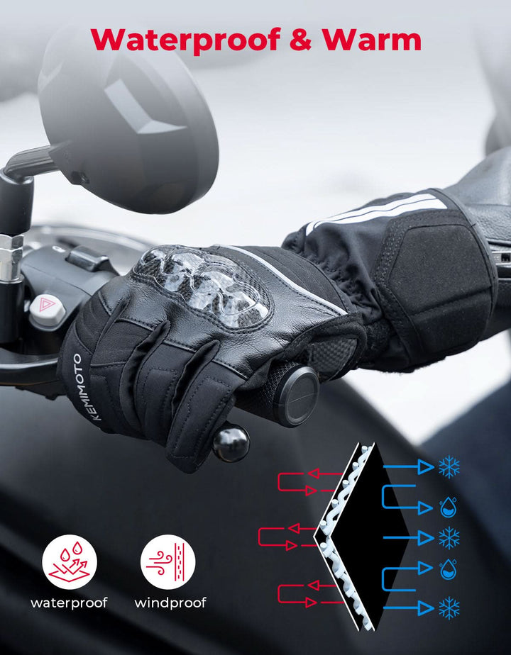 Motorcycle Winter Gloves Men Warm Touchscreen Carbon Fiber Protection