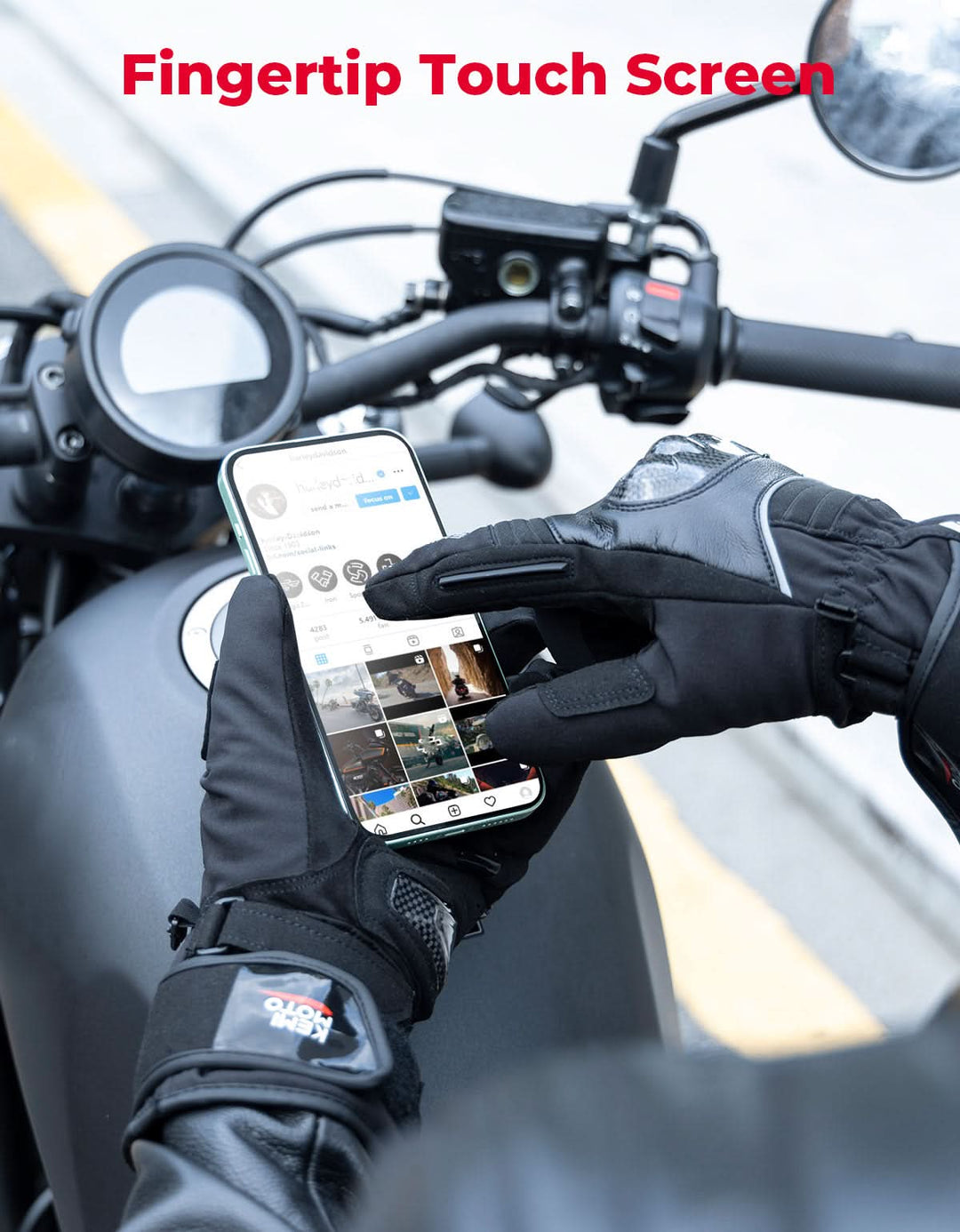 Motorcycle Winter Gloves Men Warm Touchscreen Carbon Fiber Protection
