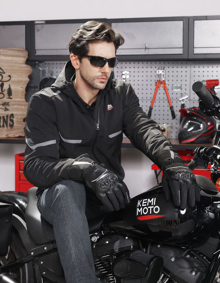 Motorcycle Winter Gloves Men Warm Touchscreen Carbon Fiber Protection